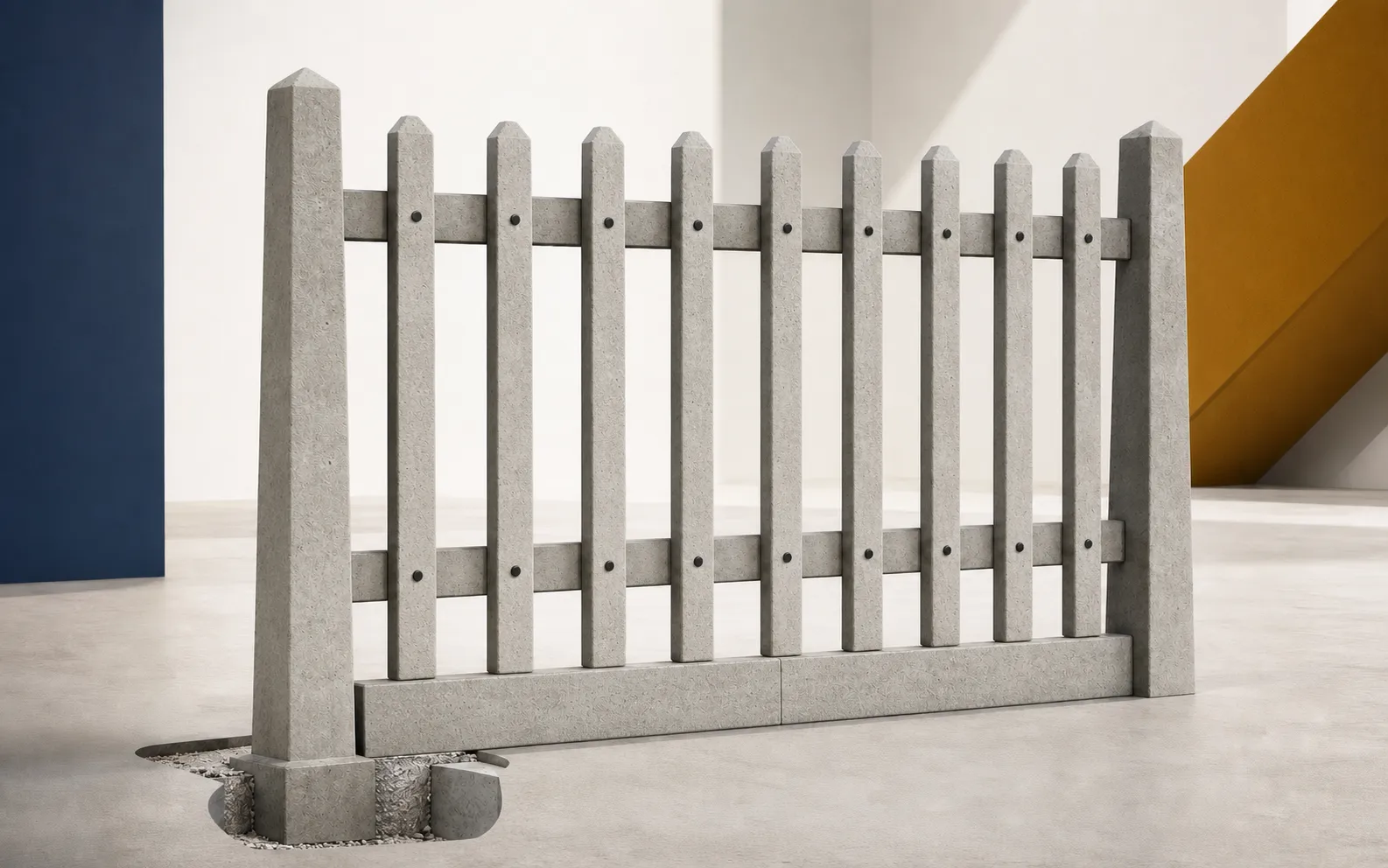 Illustrative 1.8 m standard system concrete palisade system render