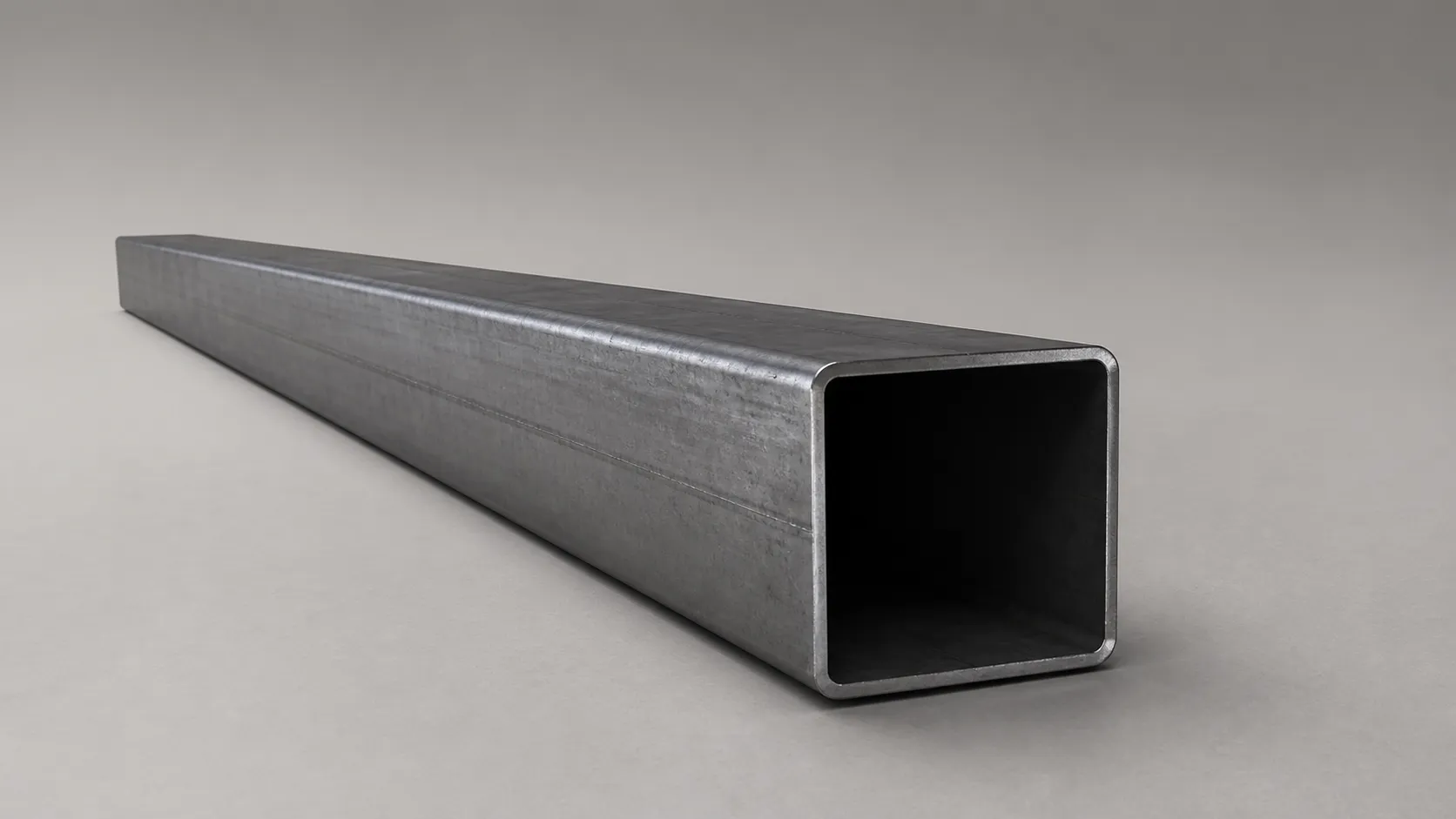 Studio product view of a 100 by 100 by 3 millimetre square steel tube