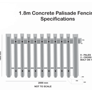 1.8m Concrete Palisade Fencing Concrete Palisade fence